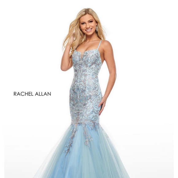 Powder blue Mermaid style dress from Rachel Allan - Picture 5 of 6